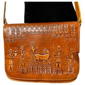 Charm Negar Leather Hand Tooled Persian Arabic Iran Artwork Crossbody NEW